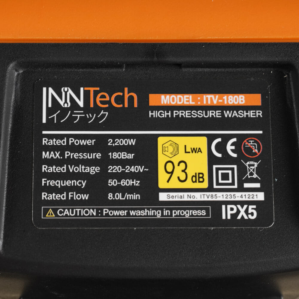 เครื่องฉีดน้ำแรงดันสูง InnTech รุ่น ITV-180B 180 บาร์ 2200 วัตต์_5